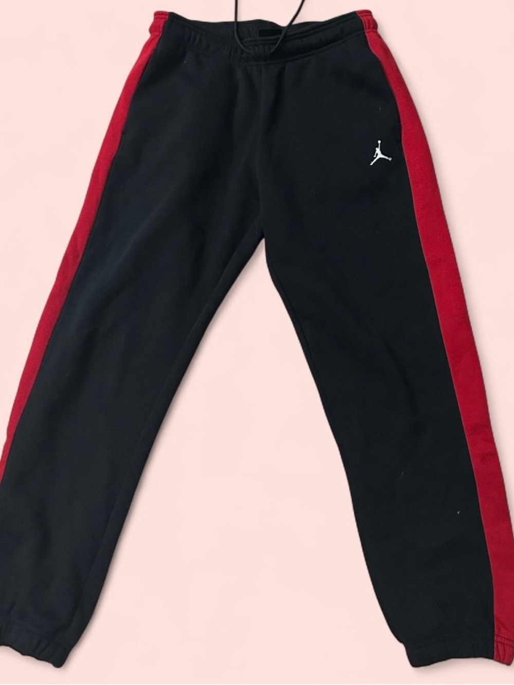 Jordan Black Pants with Red Side Panel and White Jumpman